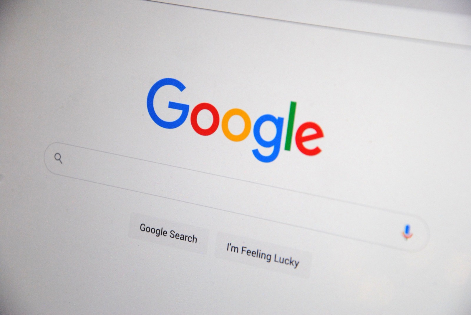 Page d'accueil Google affichée sur un écran